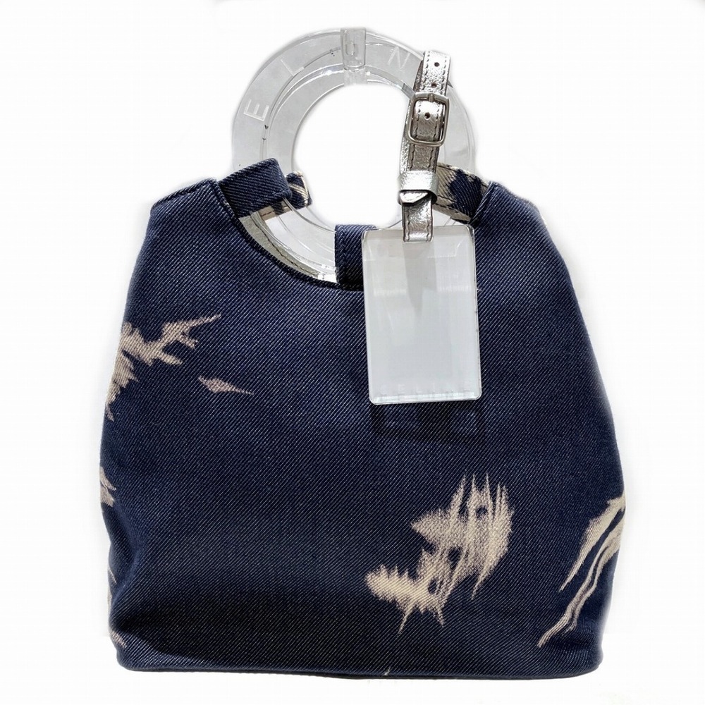 Celine Circle Logo Handle Tote Bag, Denim Canvas